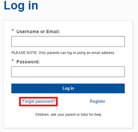 Image showing the login screen with the forgot password button