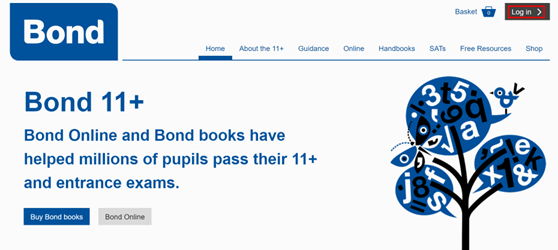 Image showing the login button from the Bond home page