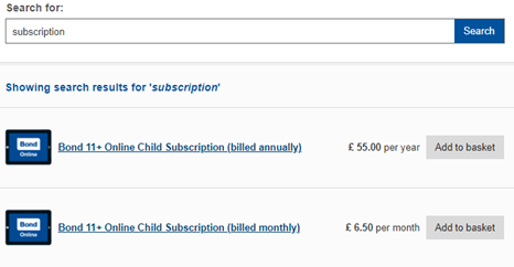Image showing the Bond Online monthly and annual subscriptions