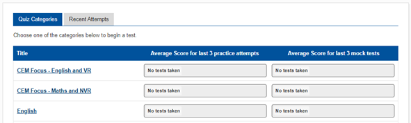 Image showing a list of possible subjects to select